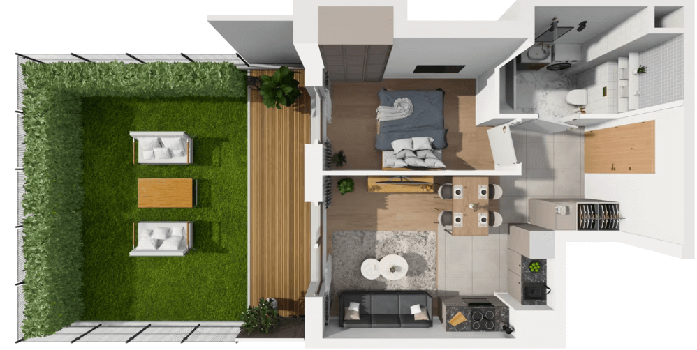 mieszkanie z aneksem kuchennym